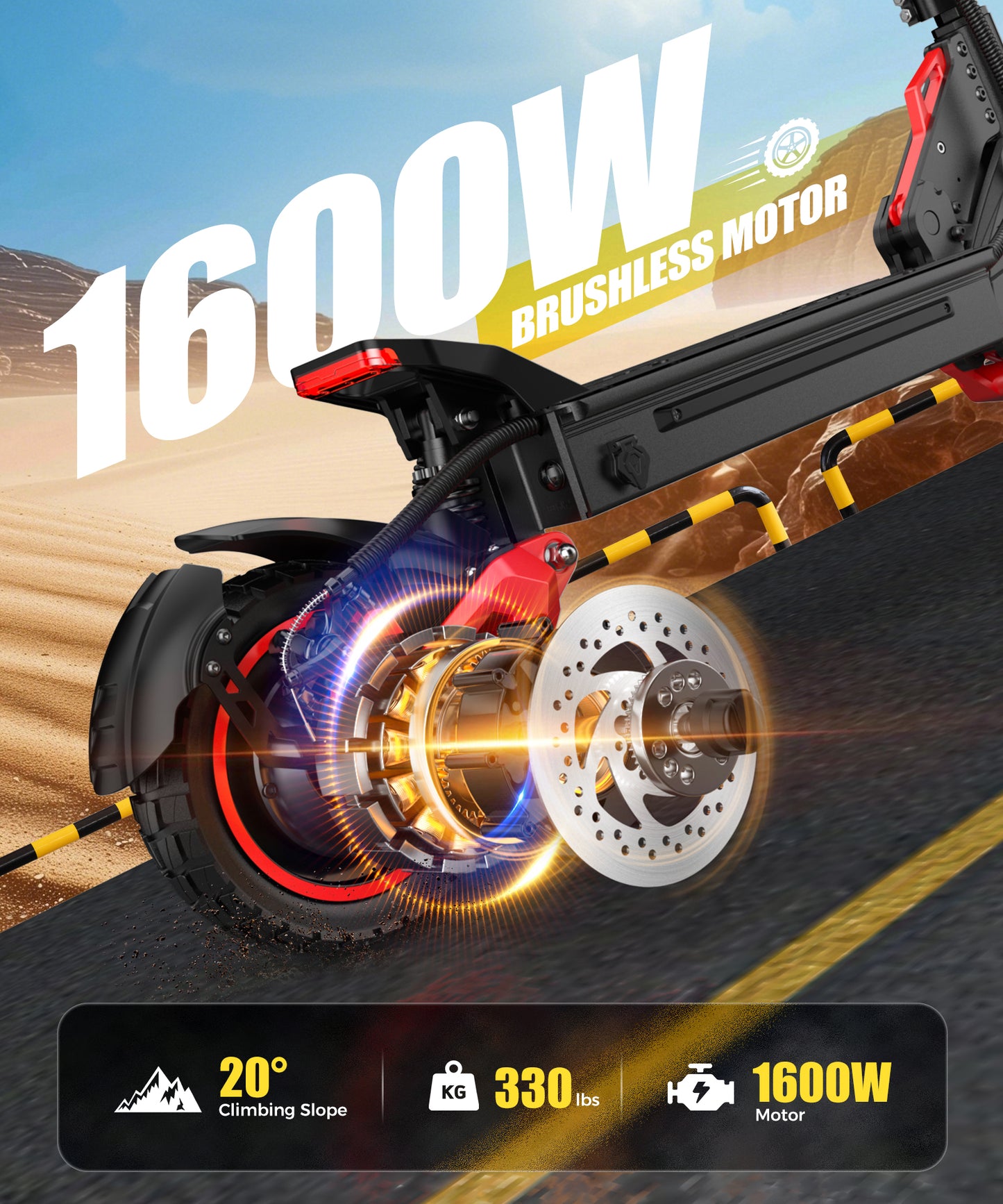 🚀 Trottinette Électrique Tout-Terrain 1600W – Autonomie 50 km