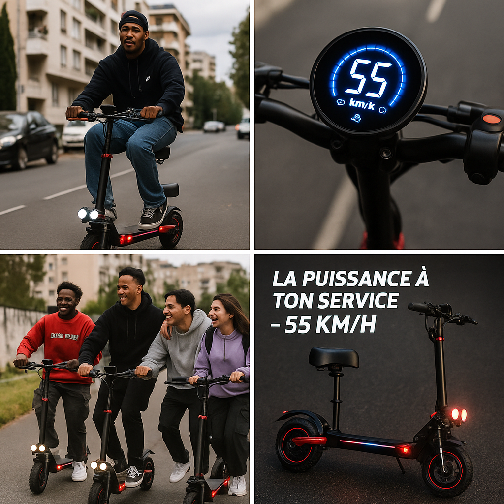 J11 Max Eu US version amélioré 1200W 48V 18AH Scooters électriques pliables avec pneus tout-terrain de 11 pouces 55 km/h